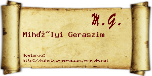Mihályi Geraszim névjegykártya